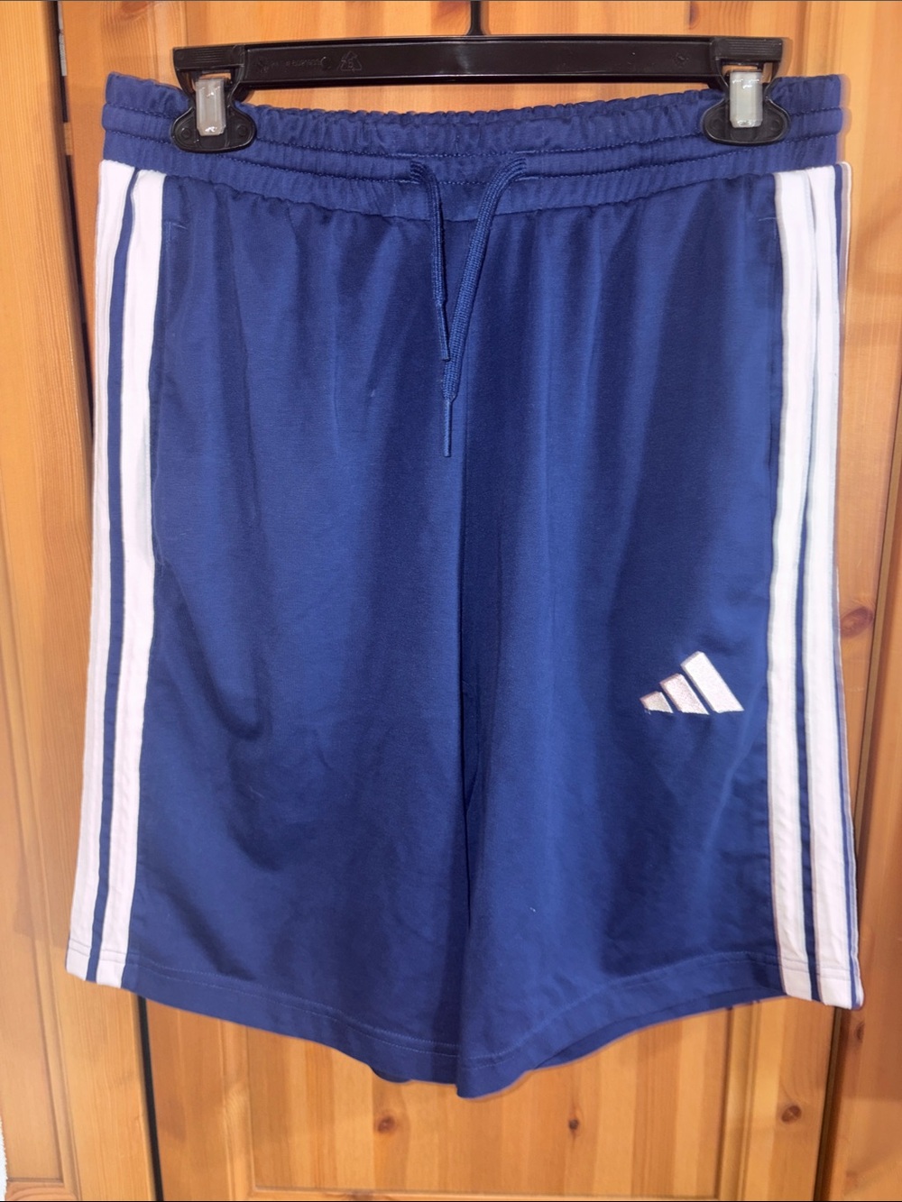 adidas Blue Athletic Shorts with White Side Stripes